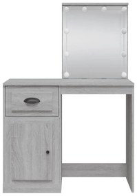 szürke sonoma fésülködőasztal LED-lámpákkal 90x42x132,5 cm