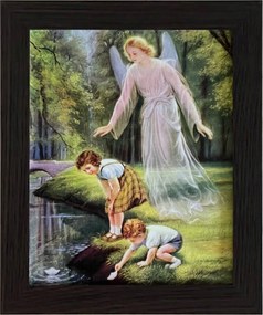 Vászonkép 30x25 Őrangyal Angyal Keret Wenge Keresztelő