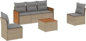 vidaXL 6 részes bézs polyrattan kerti ülőgarnitúra párnával