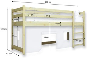 Wilsondo BUNKIE tömör fa gyerek galériaágy 90x200 - borovi