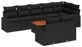 vidaXL Kerti Kanapé Szett párnával 9 pcs Fekete polirattan