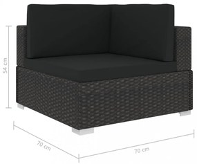 vidaXL 4 részes fekete polyrattan kerti kanapészett párnákkal
