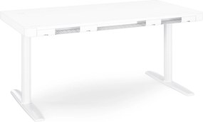 Elektromos ülő-álló íróasztal fiókkal és Qi vezeték nélküli töltővel fehér, 1400 mm: ELLIS