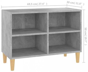 betonszürke TV-szekrény tömör falábakkal 69,5 x 30 x 50 cm