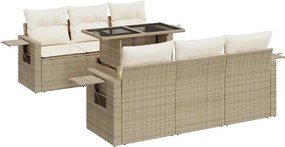 vidaXL 7 részes bézs polyrattan kerti ülőgarnitúra párnákkal