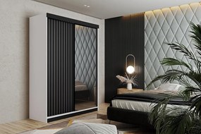 Malani 138 Tolóajtós Szekrény 138cm, Fehér-Grafit