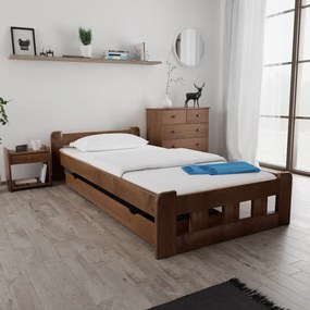 Naomi magasított ágy 80x200 cm, tölgyfa Ágyrács: Lamellás ágyrács, Matrac: Deluxe 10 cm matrac