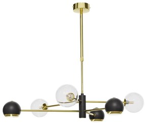 Jupiter 1967 - Csillár rúdon MOKA 3xGU10/10W/230V + 3xG9/10W/230V arany/fekete/átlátszó