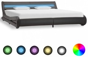 Szürke LED-es műbőr ágykeret 180 x 200 cm