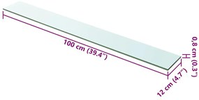 2 db átlátszó üveg paneles polc 100 x 12 cm