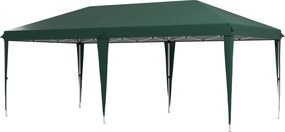 Outsunny Összecsukható Pavilon 6x3 m Napellenző 3 Állítható Magassággal UV Ellenálló Napernyő és Szállítótáska Kempingezésekhez Zöld | Aosom