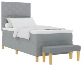 Box Spring Ágy Matraccal &amp; Pad Világosszürke 90x190 cm Szövet