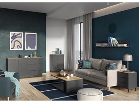 Szürke magas komód tölgyfa dekorral 109x146 cm California - Germania