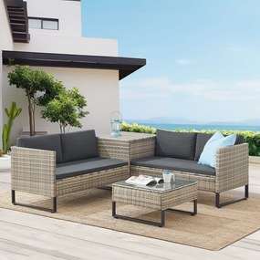 Juskys Santorini rattan kerti bútor szett - szürke