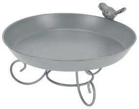Fém madáritató, lábakon álló, szürke, 22 cm átmérőjű