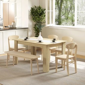 HOMCOM Modern Étkezőasztal Téglalap Alakú Konyhaasztal 4-6 Fő Részére Teherbírás 100 kg 140x89.5x75 cm Fehér és Tölgy | Aosom
