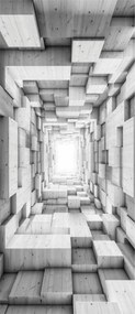 Fotótapéta Folyosó Fa blokkok Illúzió Perspektíva Mélység 91x211 +ragasztó