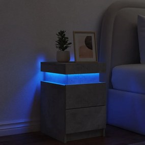 Betonszürke éjjeliszekrény LED-világítással 35 x 39 x 55 cm