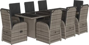 vidaXL 9 részes szürke polyrattan kerti étkezőgarnitúra párnával