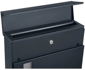 Modern postaláda újságtartóval 37x10,5x37 cm, antracitszürke