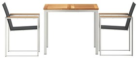 3 Részes Kerti Étkezőszett Tömör Fa Teak, Kültéri Étkezőasztal 90x90x74.5 cm Tömör Fa Teak