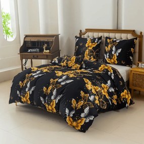 Mikroszálas ágyneműhuzat GOLD BUTTERFLY fekete Ágyneműhuzat mérete: 70 x 90 cm | 140 x 220 cm