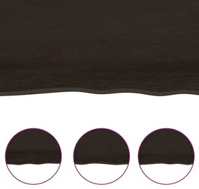 sötétbarna kezelt tömör fa fürdőszobai pult 220x60x(2-4) cm