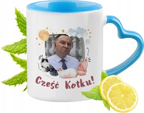 Andrzej Duda Kék Bögre Szív Alakú Füllel Ajándék