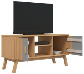 OLDEN szürke és barna tömör fenyőfa TV-szekrény 114x43x57 cm