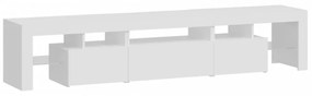 magasfényű fehér TV-szekrény LED lámpákkal 200x36,5x40 cm