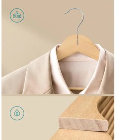 SONGMICS fa vállfa szett, 30 darabos csomag világos bézs színben