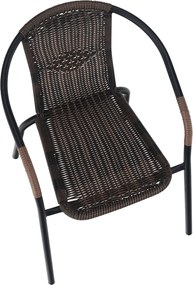 Egymásba rakható szék, barna/fekete fém, DOREN