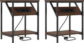 vidaXL Éjjeliszekrény 2 pcs Barna Tölgy 38 x 30 x 48 cm Faanyag