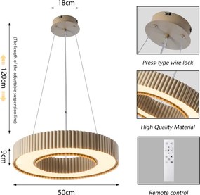 BRILAGI - Dimmelhető LUMIX LED csillár, 48 W, 230 V, 3000–6000 K, bézs, átmérő 50 cm + távirányító