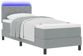 Box Spring Ágy Matraccal &amp; LED Világosszürke 80x200 cm Szövet