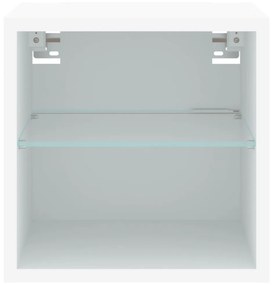 fehér falra szerelhető TV-szekrény LED-lámpákkal 30x28,5x30 cm