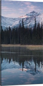 Vászonkép Tópart Víz Erdők Hó hegyek 60x120 cm