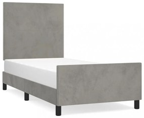 világosszürke bársony ágykeret matrac nélkül 100x200 cm