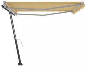 sárga és fehér kézzel kihúzható póznás napellenző 450 x 300 cm