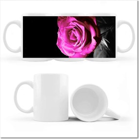 Rózsa mintás bögre, lila