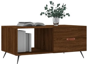 Barna tölgyszínű szerelt fa dohányzóasztal 90 x 50 x 40 cm