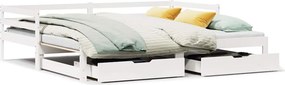 vidaXL fehér kihúzható heverő fiókokkal matrac nélkül 80 x 200 cm