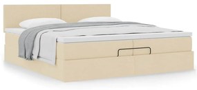 Ottomán ágykeret matraccal krém 200x200 cm anyaggal