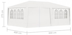 fehér rendezvénysátor oldalfalakkal 4 x 6 m 90 g/m²