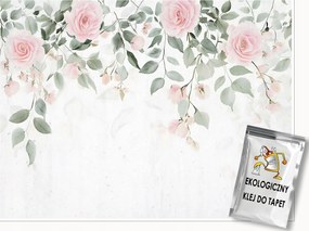 Fotótapéta Levelek Zöld Virágok Rózsák Hálószoba Nappali Tapéta 400x280