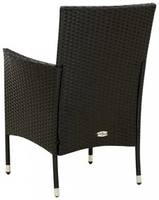 2 db fekete polyrattan kerti szék párnával