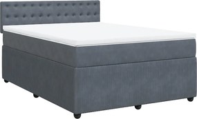 vidaXL sötétszürke bársony rugós ágy matraccal 140x190 cm