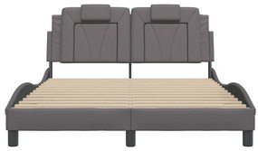 szürke ágykeret Viana LED-ekkel matrac nélkül 140 x 190 cm