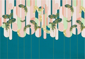 Flizelin fotótapéta Pasztell tollak és geometria türkiz 368x254 +ragasztó