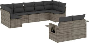 vidaXL 9 részes szürke polyrattan kerti ülőgarnitúra párnákkal